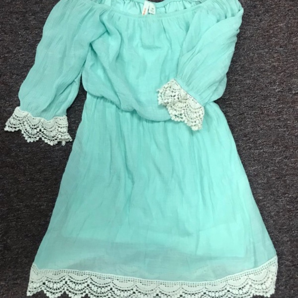 Mint off the shoulder sun dress